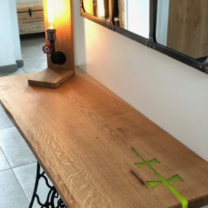 Alternative view of Console / Bureau papillon d'ébénisterie sur pied de machine à coudre